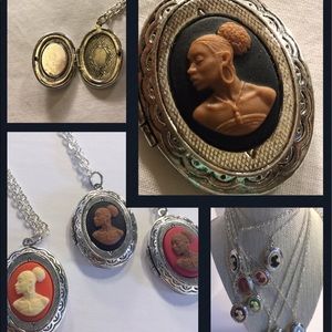 Brown Vintage Cameo Locket